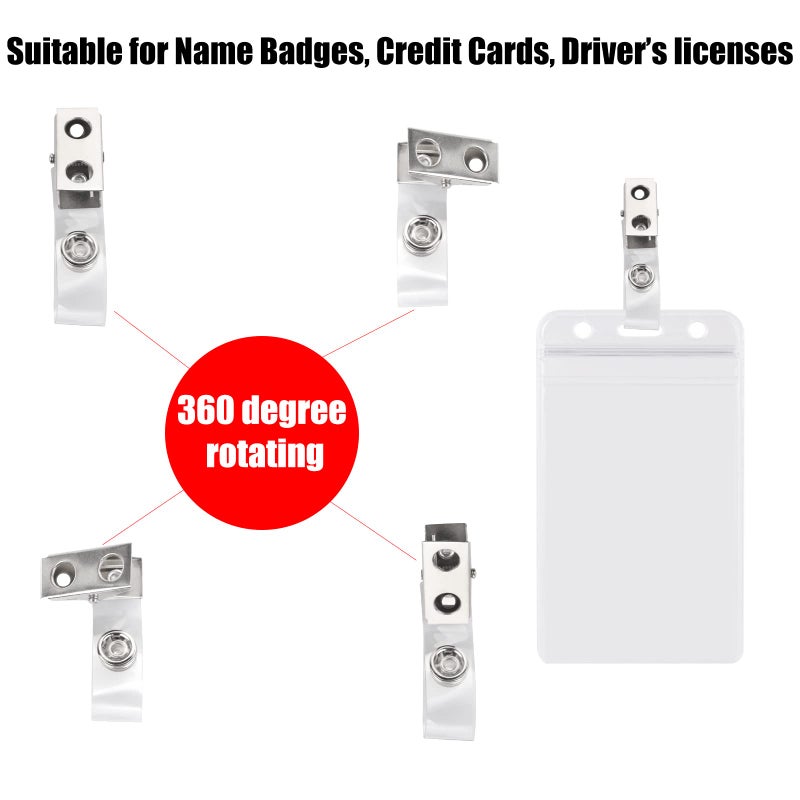 CABAX 30 Pcs Double Hole Metal Badge Clips with PVC Straps, ID Strap Clip Adapter ID Badge Clips for Badge Holders,Office,School, Clear - Image 5